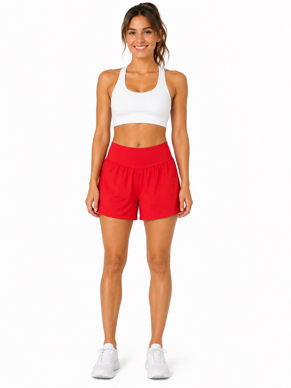 HALARA Red Athletic Shorts with Wide Waistband